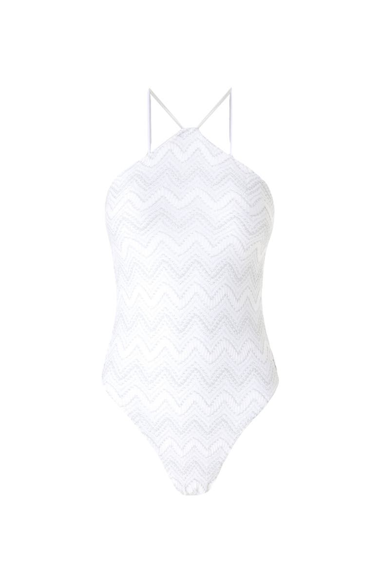 Missoni Zig Zag Lamé Viscose One-piece Swimsuit With Halter Neck, Alternate, color, Silver