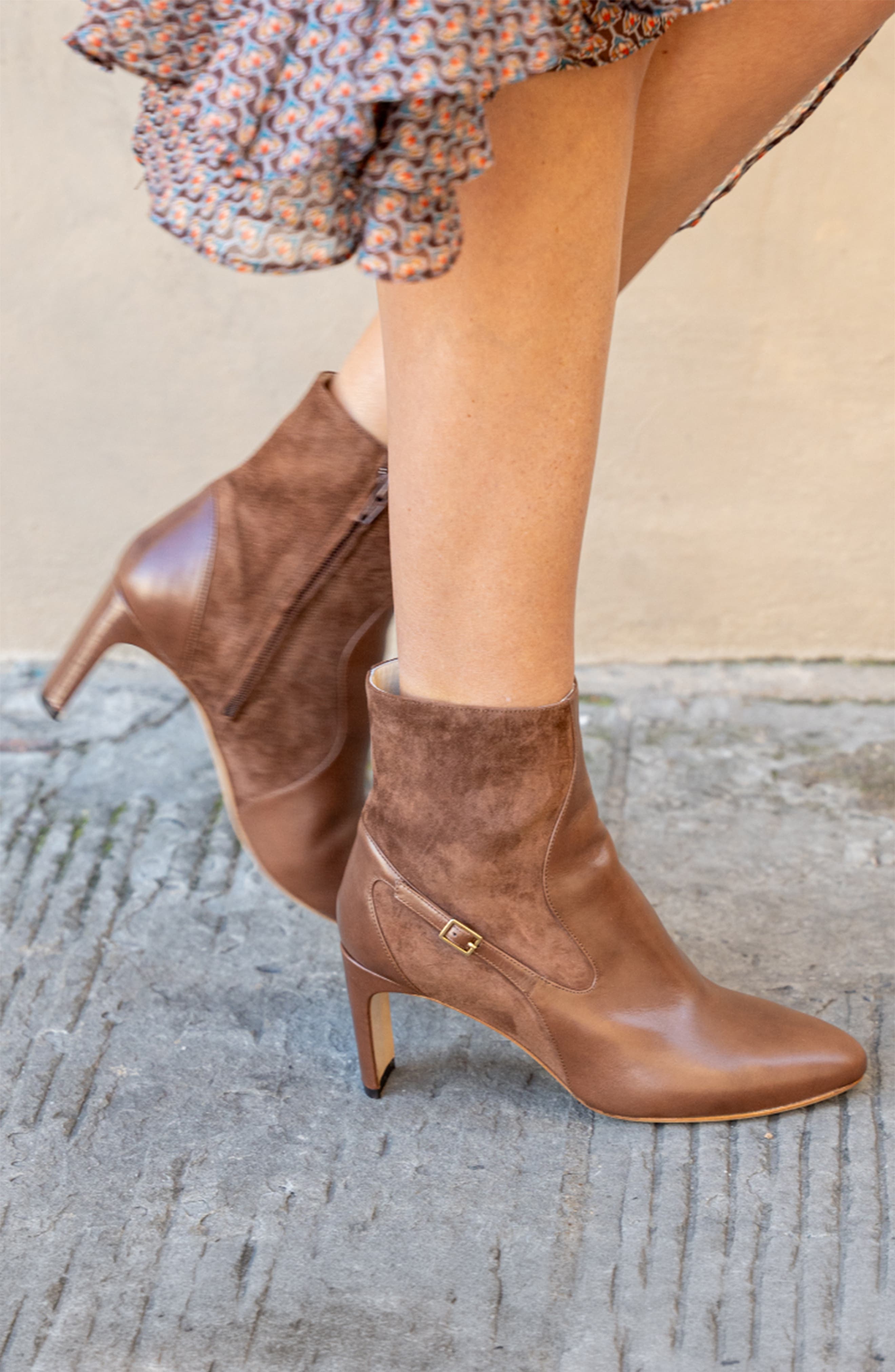 Cora Bootie Leather Ankle Boots, Alternate, color, brown