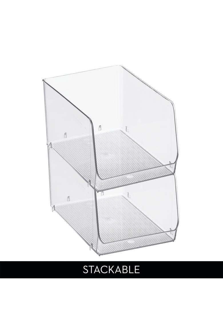 Clear Plastic Stackable Open Front Storage Bin, Alternate, color, Clear