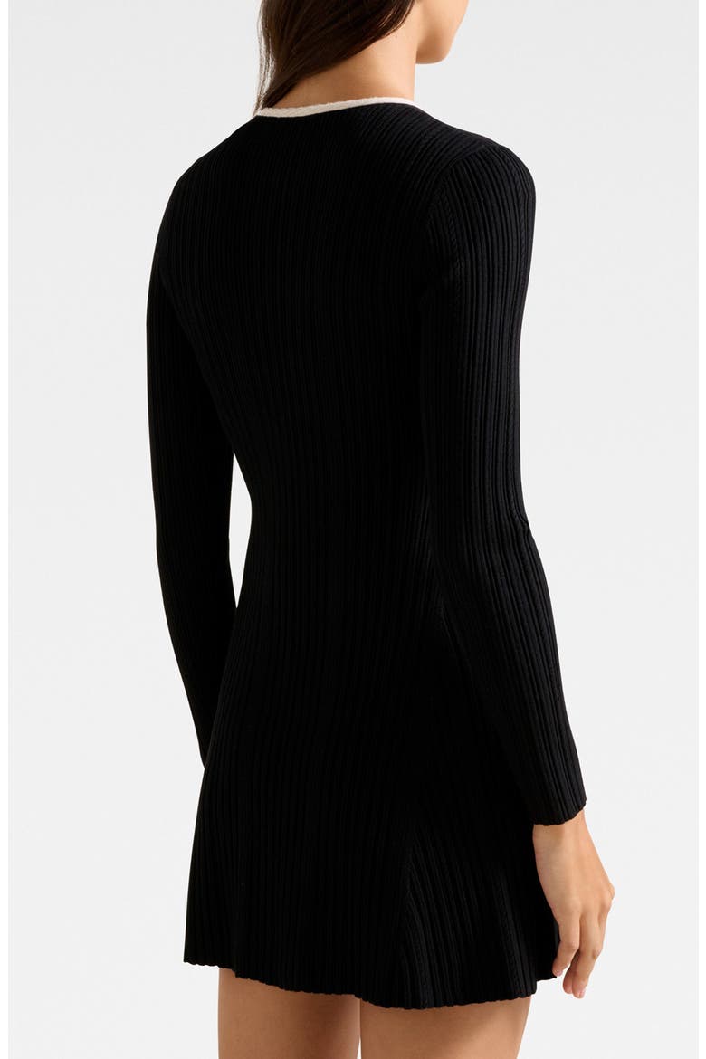 Brielle Long Sleeve Fit & Flare Minidress, Alternate, color, BLACK
