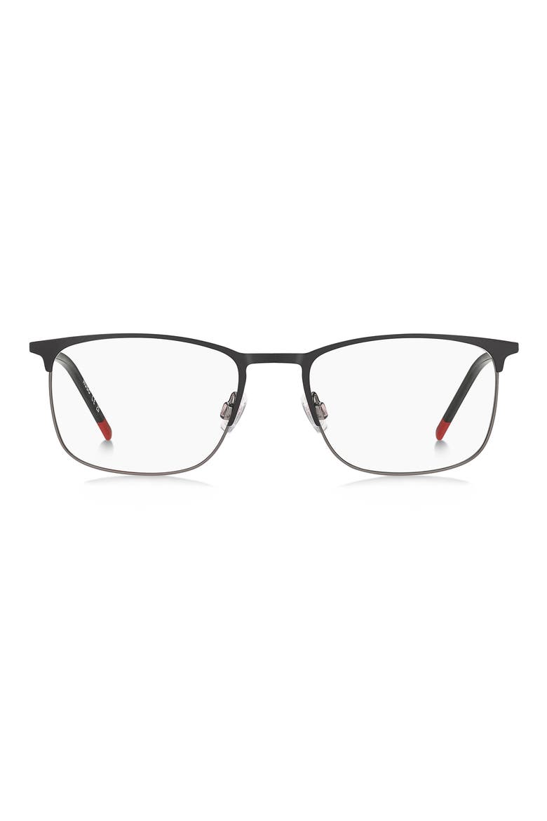 54mm Rectangular Optical Glasses, Main, color, BLACK RUTHENIUM