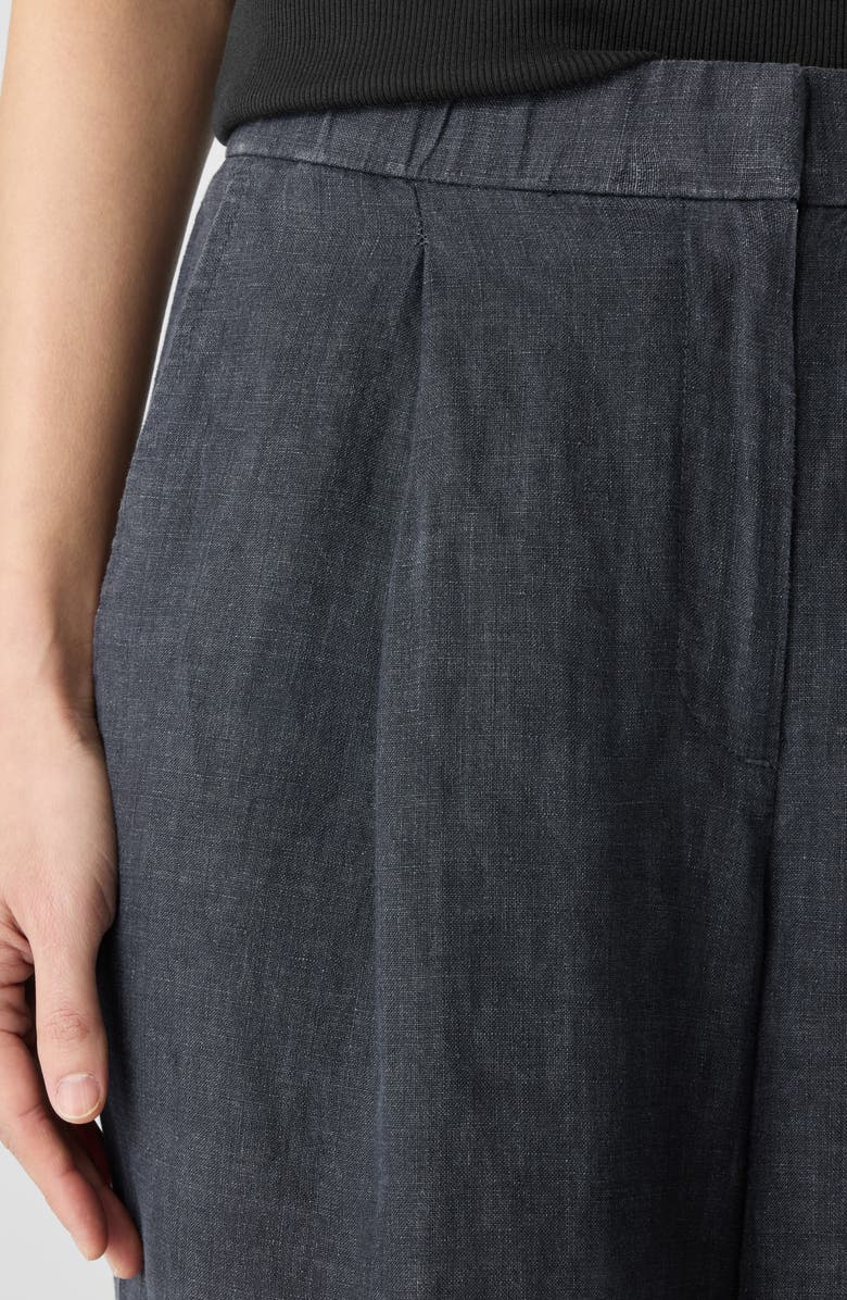 Eileen Fisher Organic Linen Ankle Wide Leg Pants, Alternate, color, Graphite
