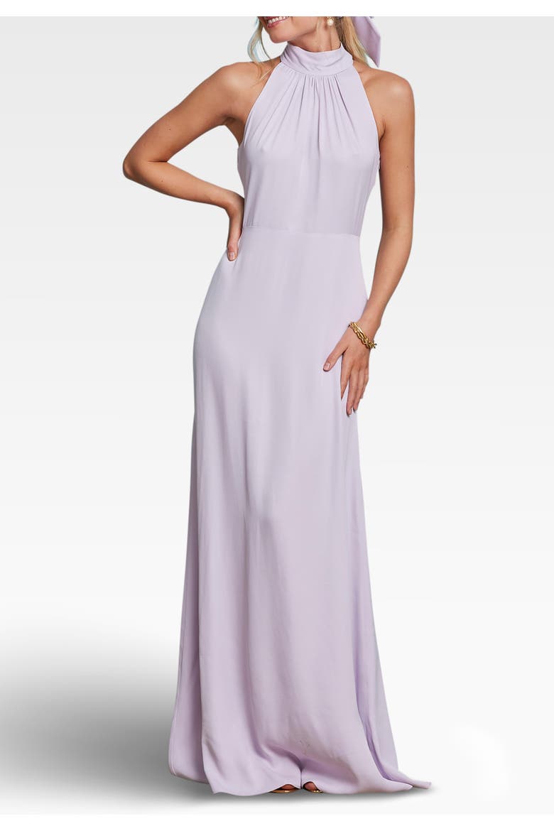 Tilly Satin High Neck Bridesmaid Dress, Alternate, color, Lilac