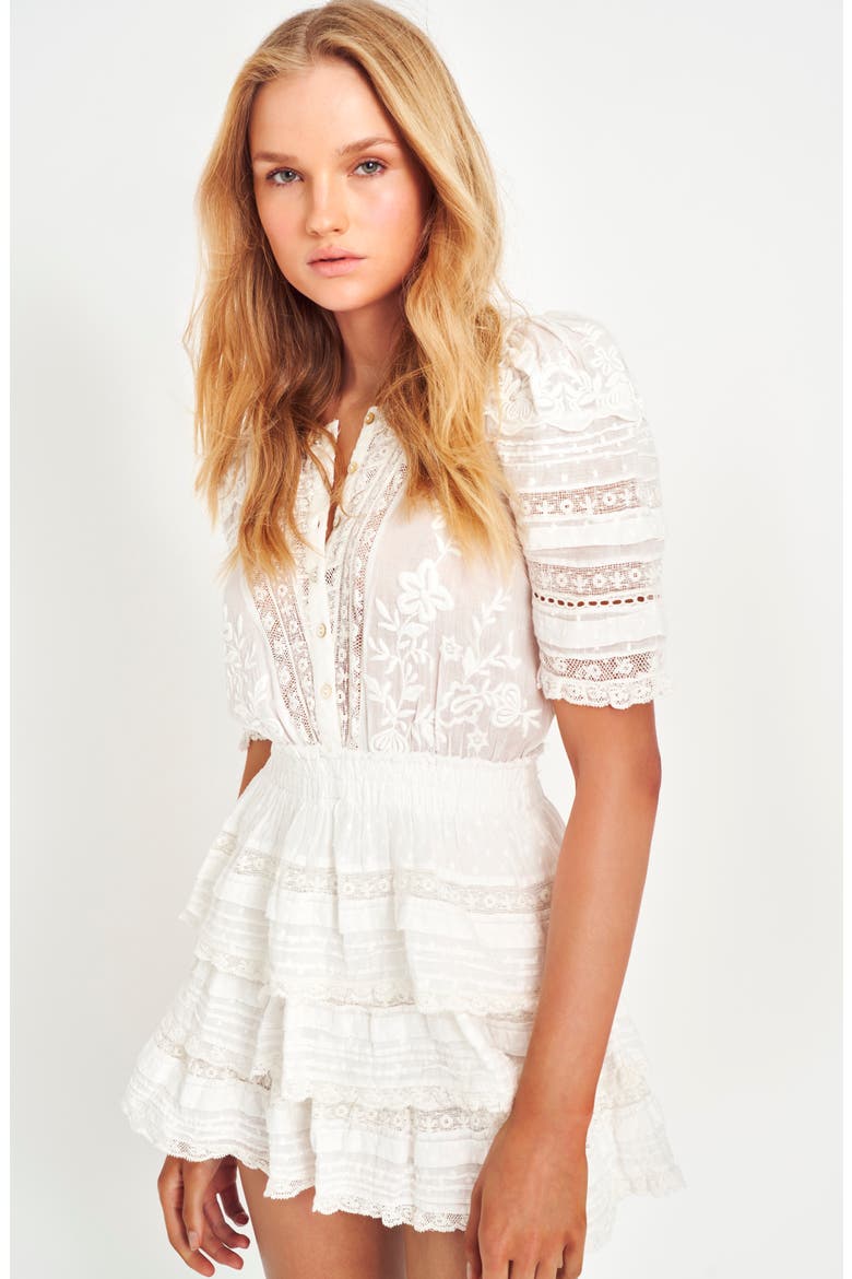 Quincy Tiered Minidress, Alternate, color, WHITE