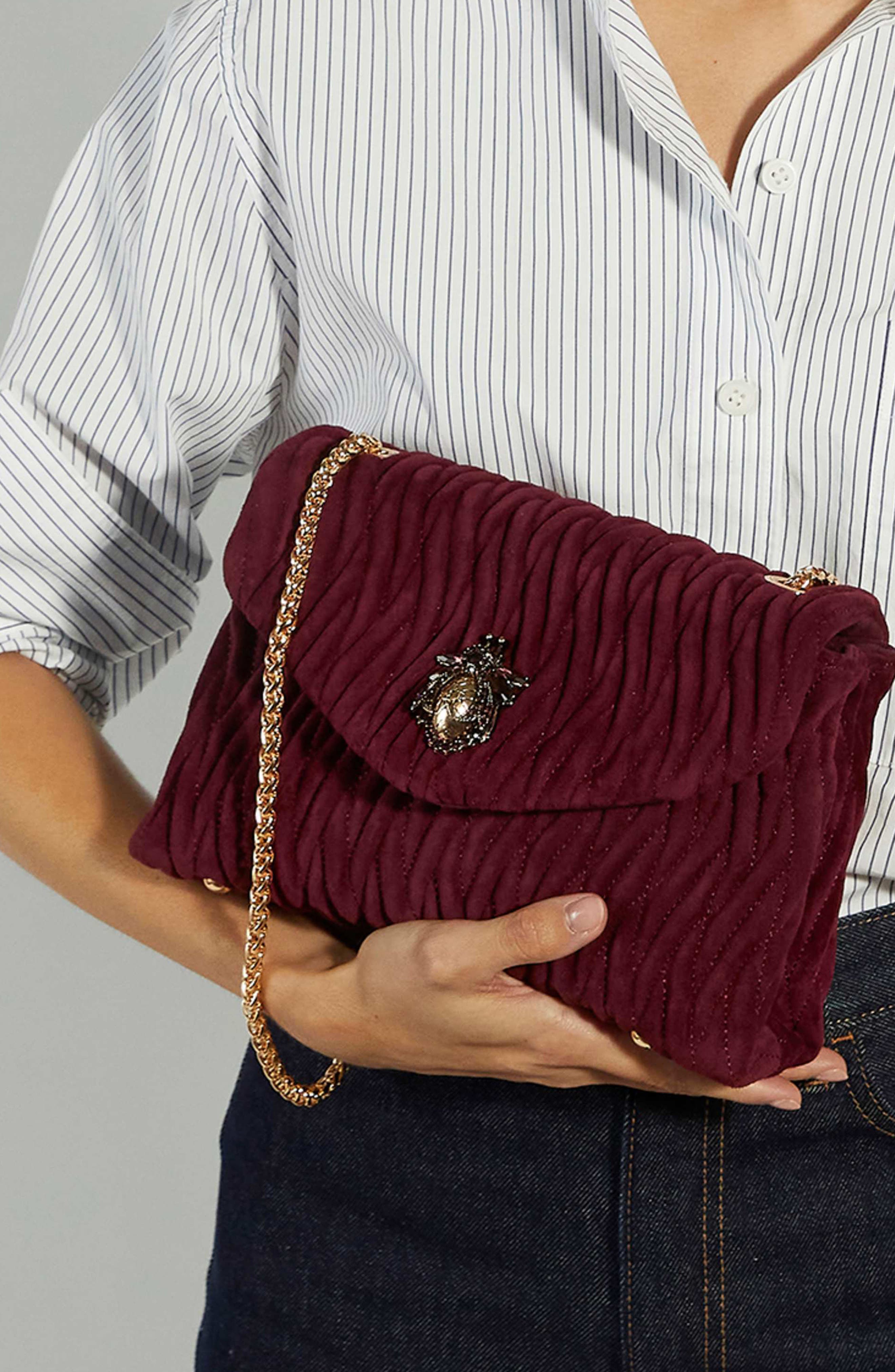 Darling Matelassé Suede Crossbody Bag, Alternate, color, BURGUNDY