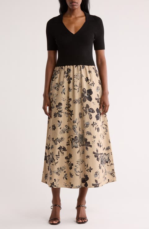 Collared Mixed Media Dress