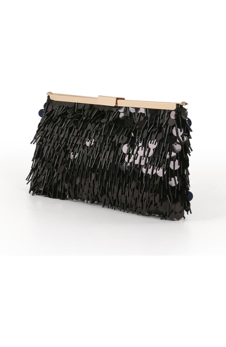 Jewel Badgley Mischka Briar Mixed Sequin Hinged Frame Clutch, Alternate, color, Black