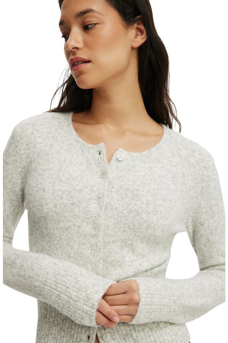Women's Fluffy Fitted Knit Cardi, Alternate, color, Light Grey Marle