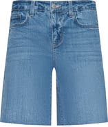 L'AGENCE River Raw Hem Denim Bermuda Shorts