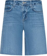 L'AGENCE River Raw Hem Denim Bermuda Shorts