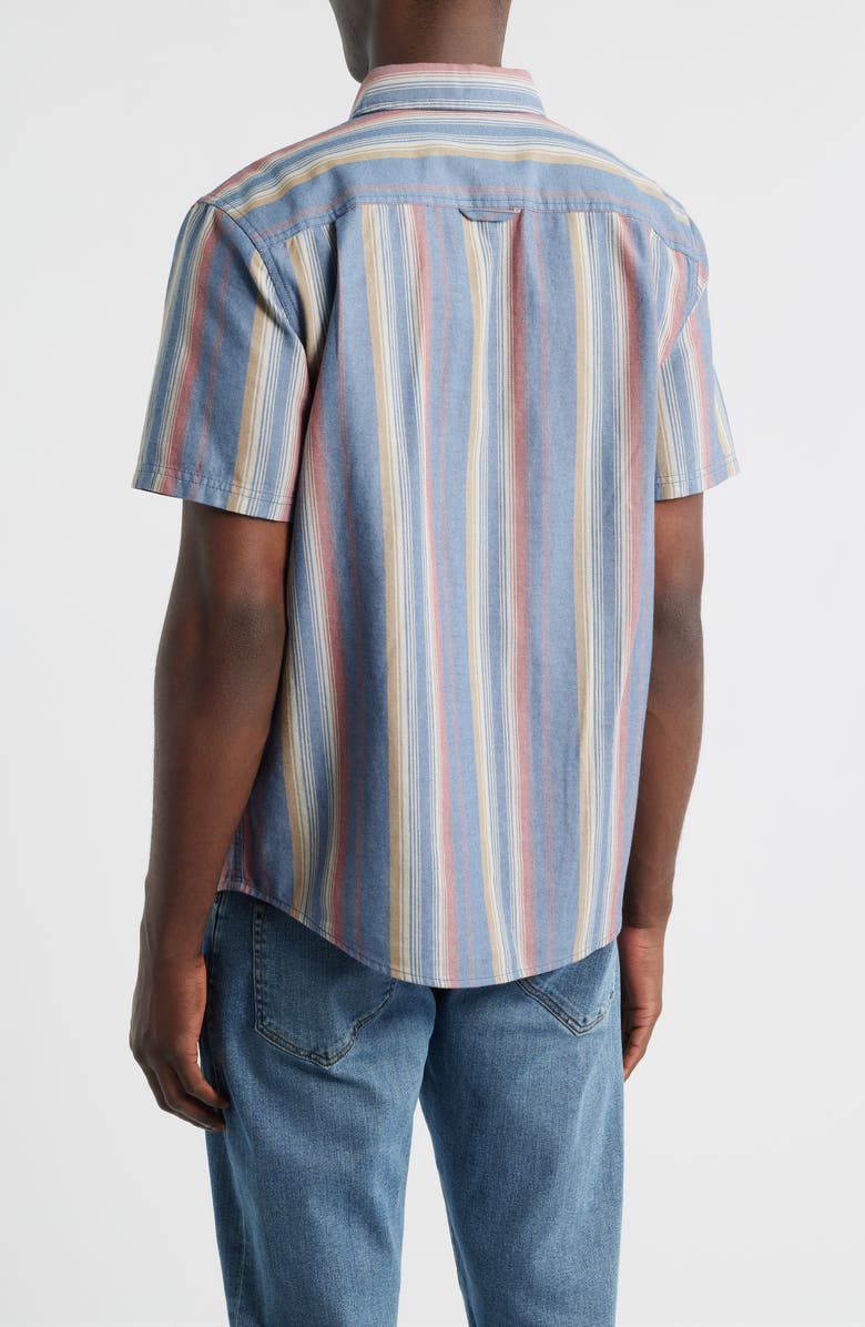 Pendleton Bayside Stripe Short Sleeve Cotton Button-Down Shirt, Alternate, color, Blue Multi Stripe