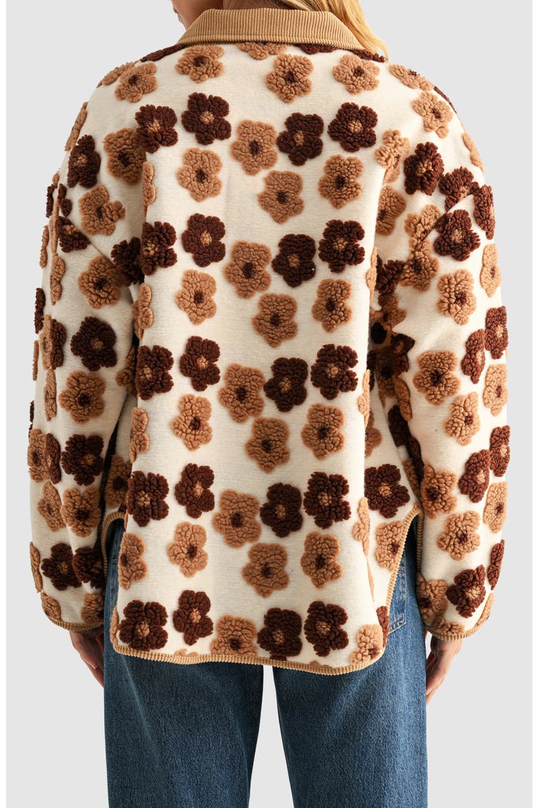Floral High Pile Fleece Jacket, Alternate, color, NEUTRAL BROWN