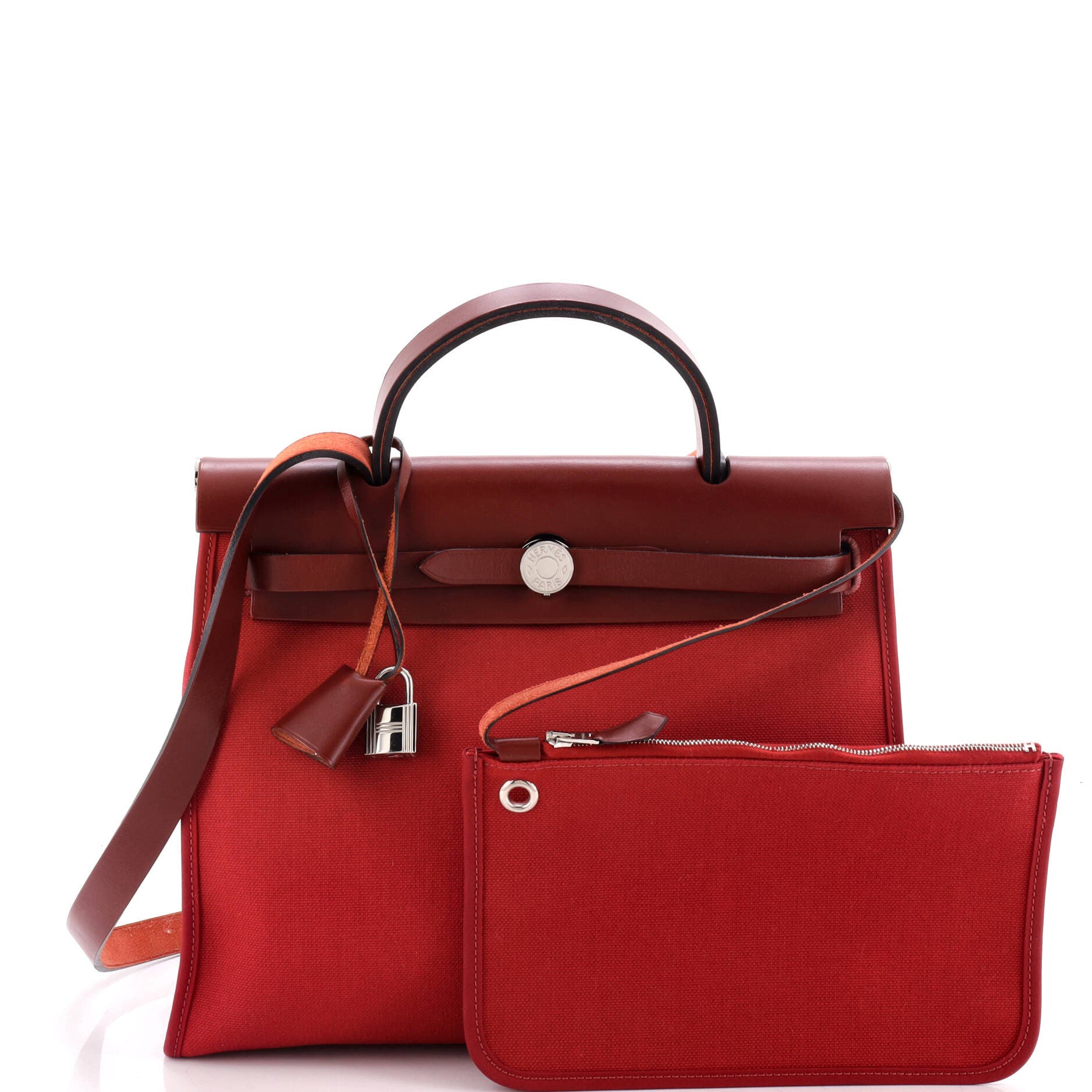 Herbag Zip Leather and Toile 31, Alternate, color, Red
