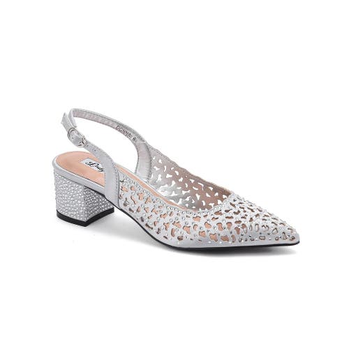 Lady Couture Rhinestone Block Heel Slingbackpump In Silver