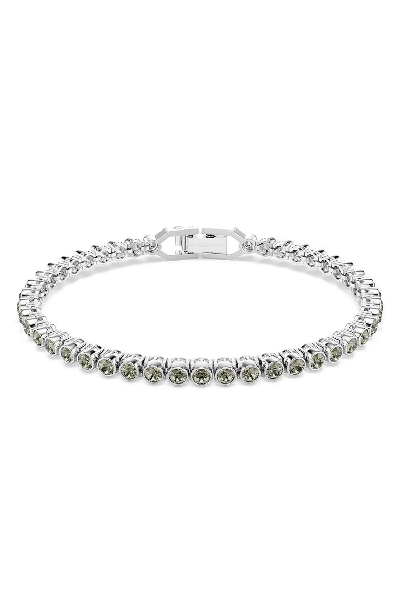 Swarovski Imber Bezel Set Crystal Tennis Bracelet, Main, color, Rhodium/Green