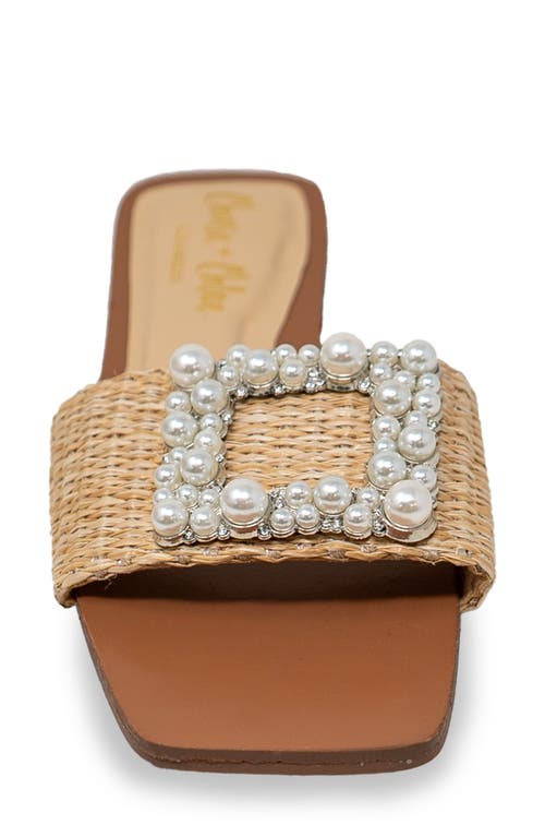 Chase & Chloe Chase And Chloe Taylor Faux Pearl Slide Sandal In Beige