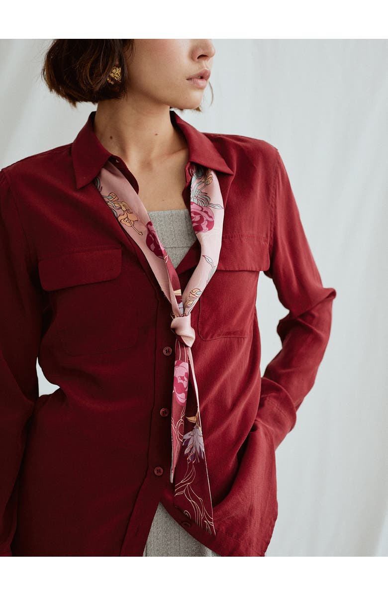 Lost Pattern "Dream" Silk Twill Neck Bow, Alternate, color, Ruby Red