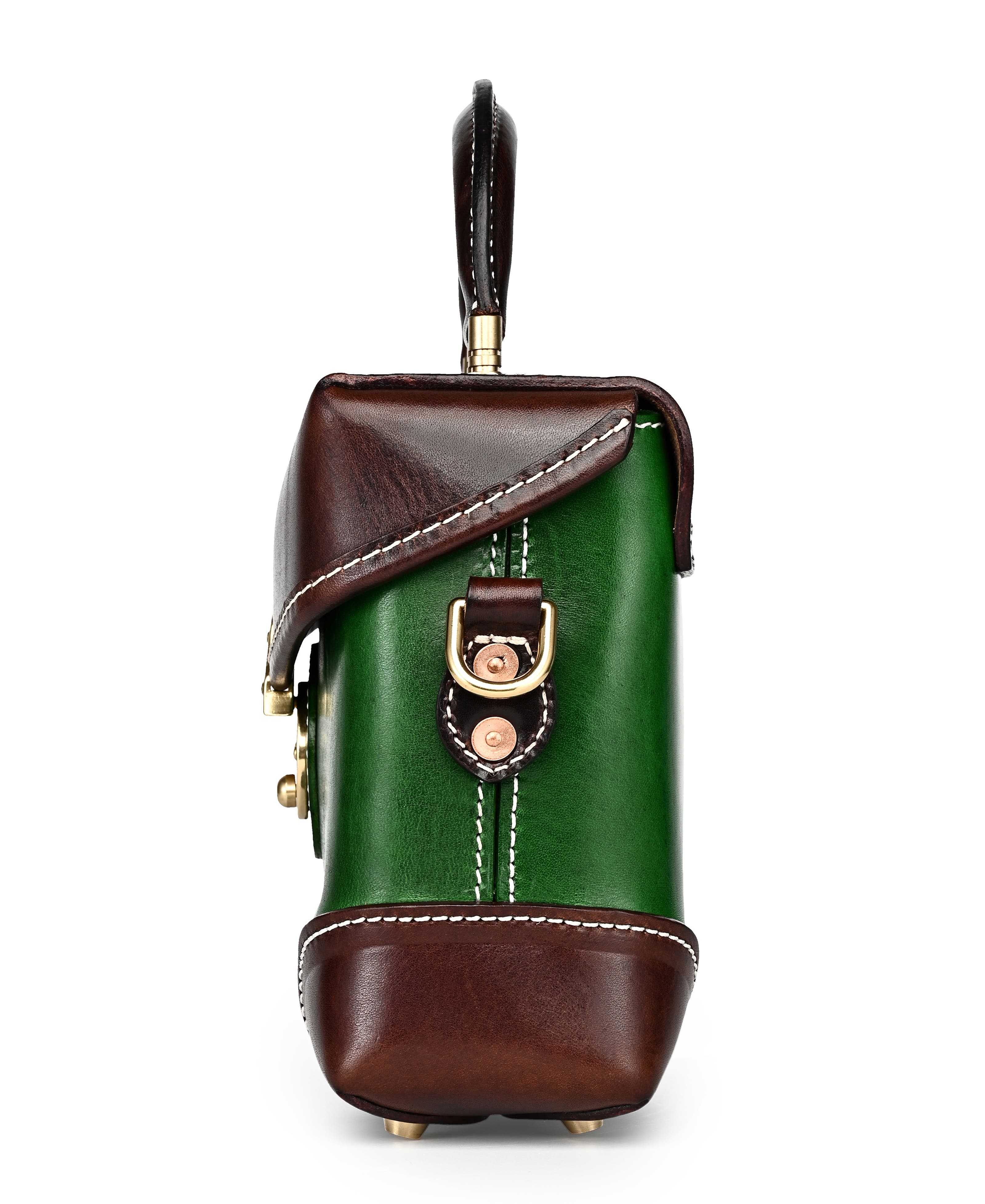 Azalea Genuine Leather Vintage Box Crossbody, Alternate, color, Green Brown