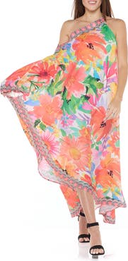 RANEES Floral One-Shoulder Cover-Up Dress