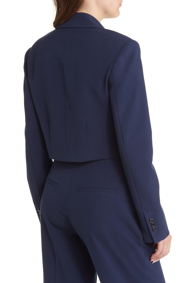 Strong Shoulder Crop Blazer, Alternate, color, NAVY