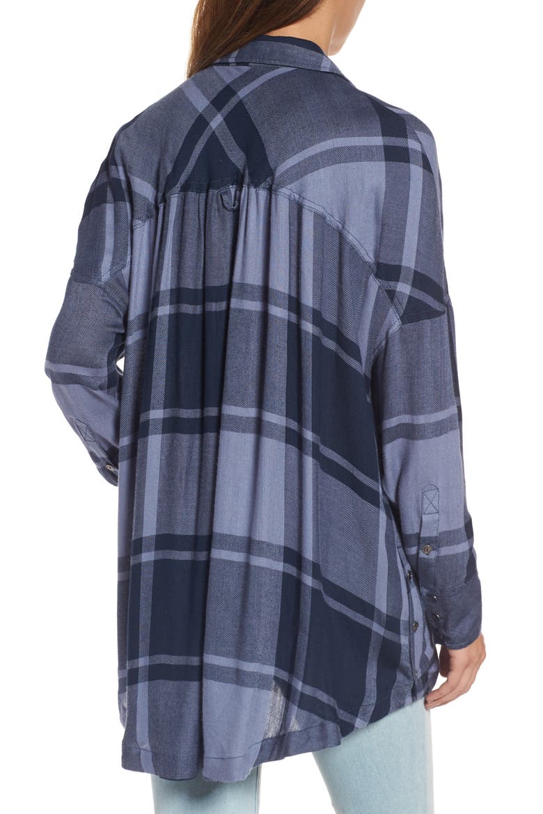 Oversized Plaid Tunic, Alternate, color, DARK BLUE