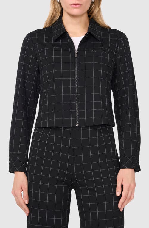 Halogenr Halogen(r) Windowpane Check Crop Zip-up Jacket In Rich Black