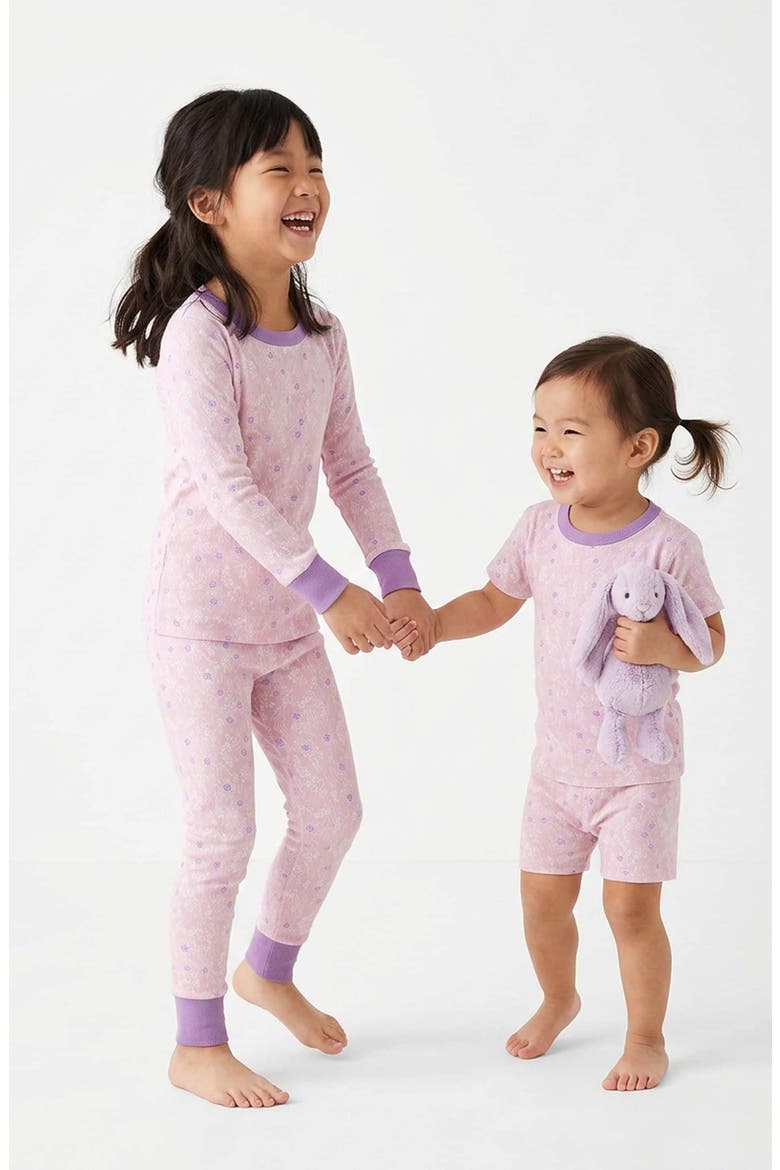 100% Organic Cotton Print Shortie Snug Fit Kids Pajamas, Alternate, color, Blush Meadow