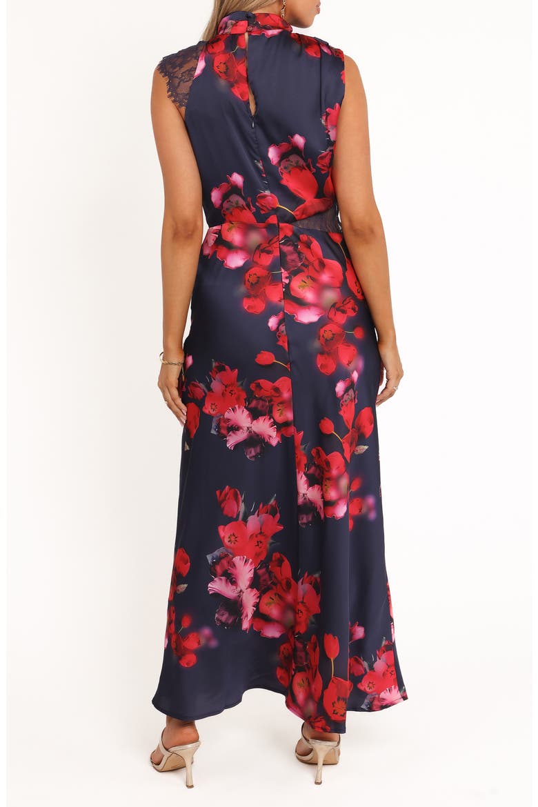 Annabelle Floral Cowl Neck Satin Maxi Dress, Alternate, color, NAVY FLORAL