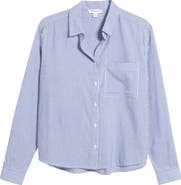 beachlunchlounge Candy Stripe Cotton Blend Button-Up Shirt