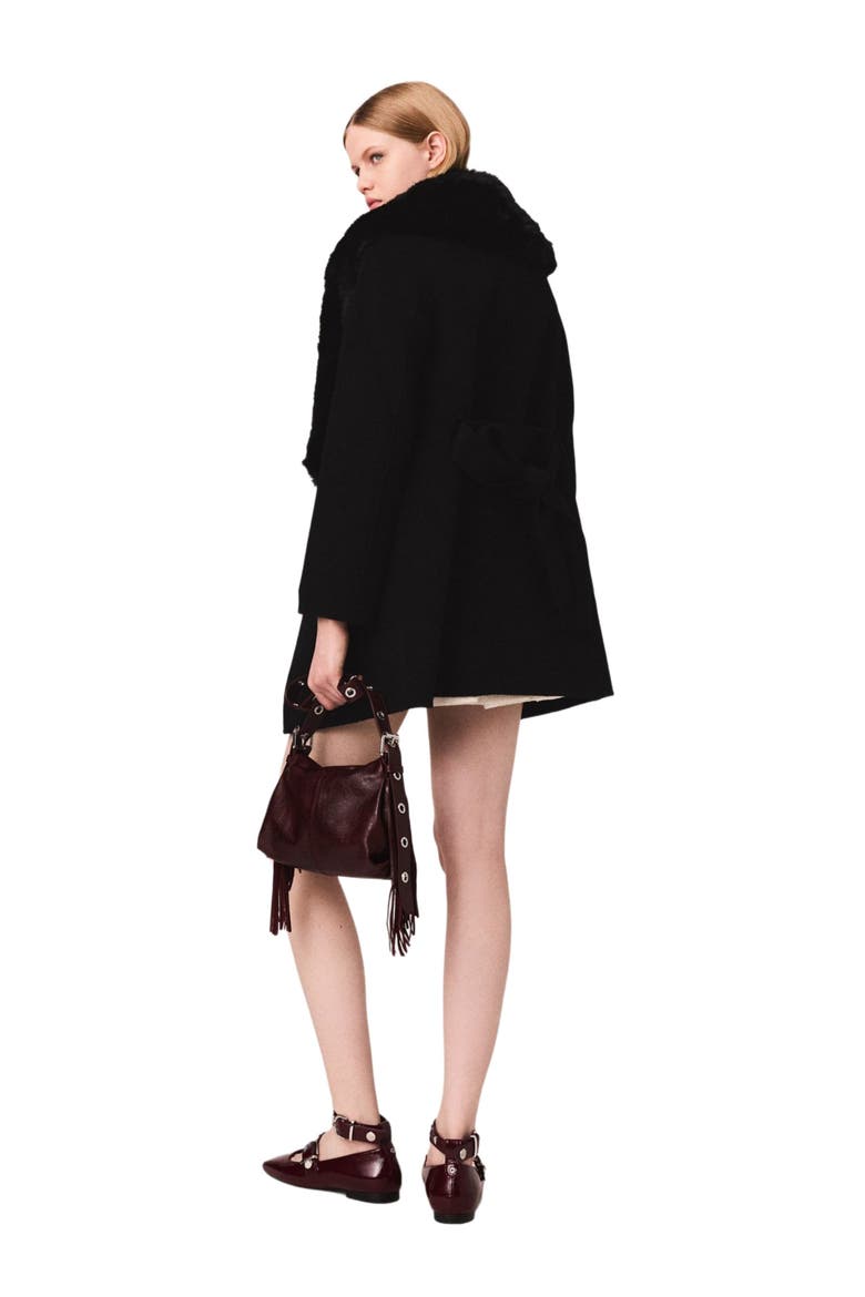 Double-faced mid-length coat, Alternate, color, Black