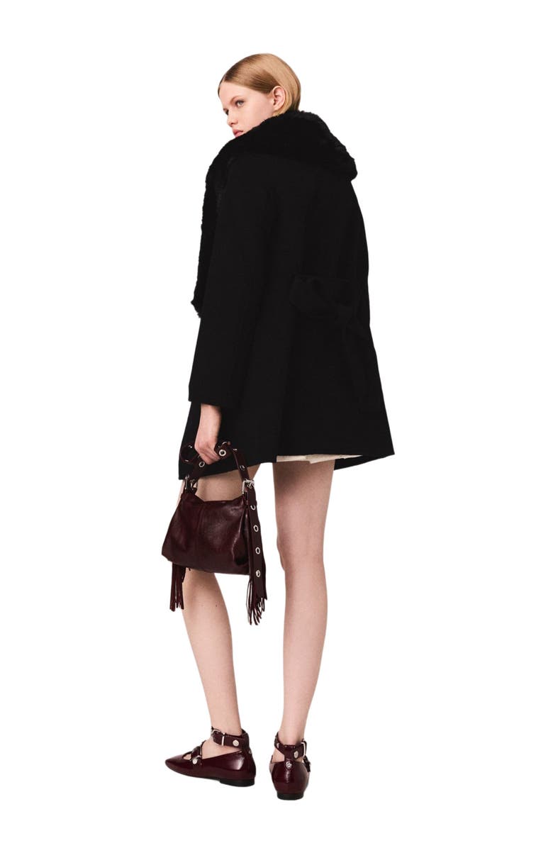 maje Double-faced mid-length coat, Alternate, color, Black