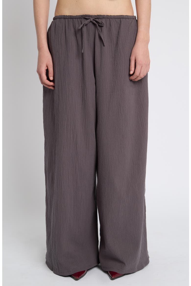 Crinkled Wide Leg Trousers, Main, color, GREY