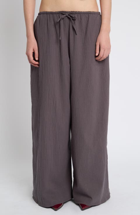Crinkled Wide Leg Trousers