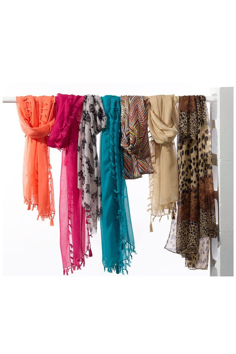 Zigzag Lightweight Infinity Scarf, Alternate, color, BROWN OLIVE