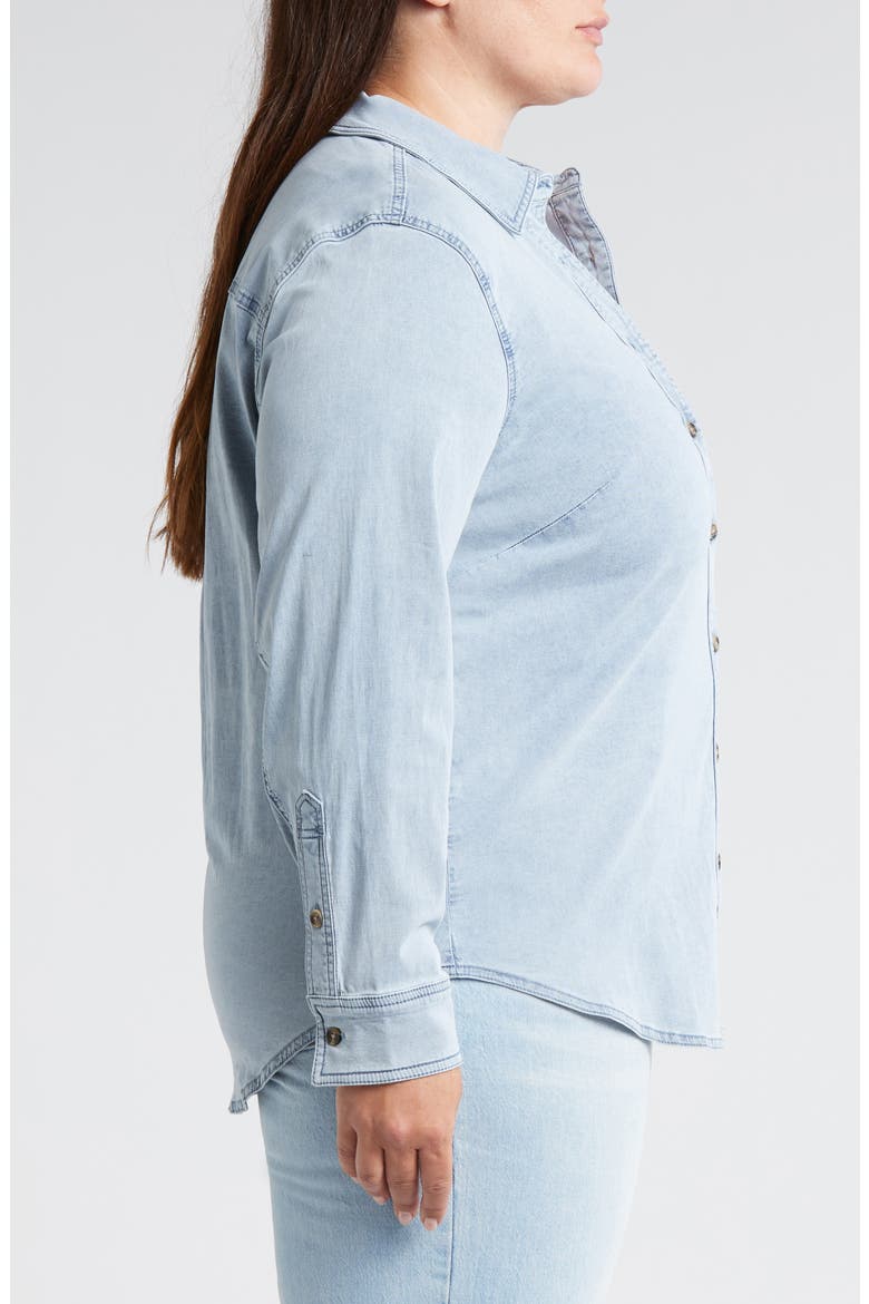 Chambray Button-Up Shirt, Alternate, color, HERITAGE BLUE