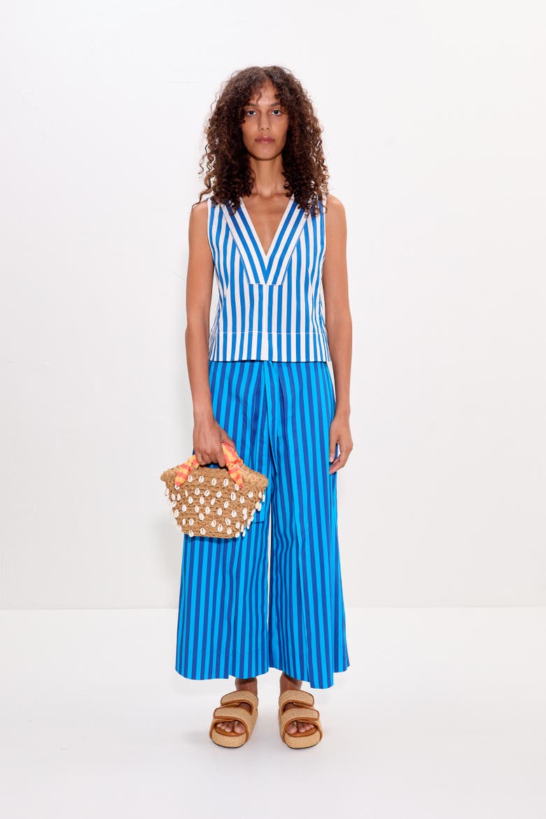 Arro Sleeveless Poplin Top, Alternate, color, Blue Stripe