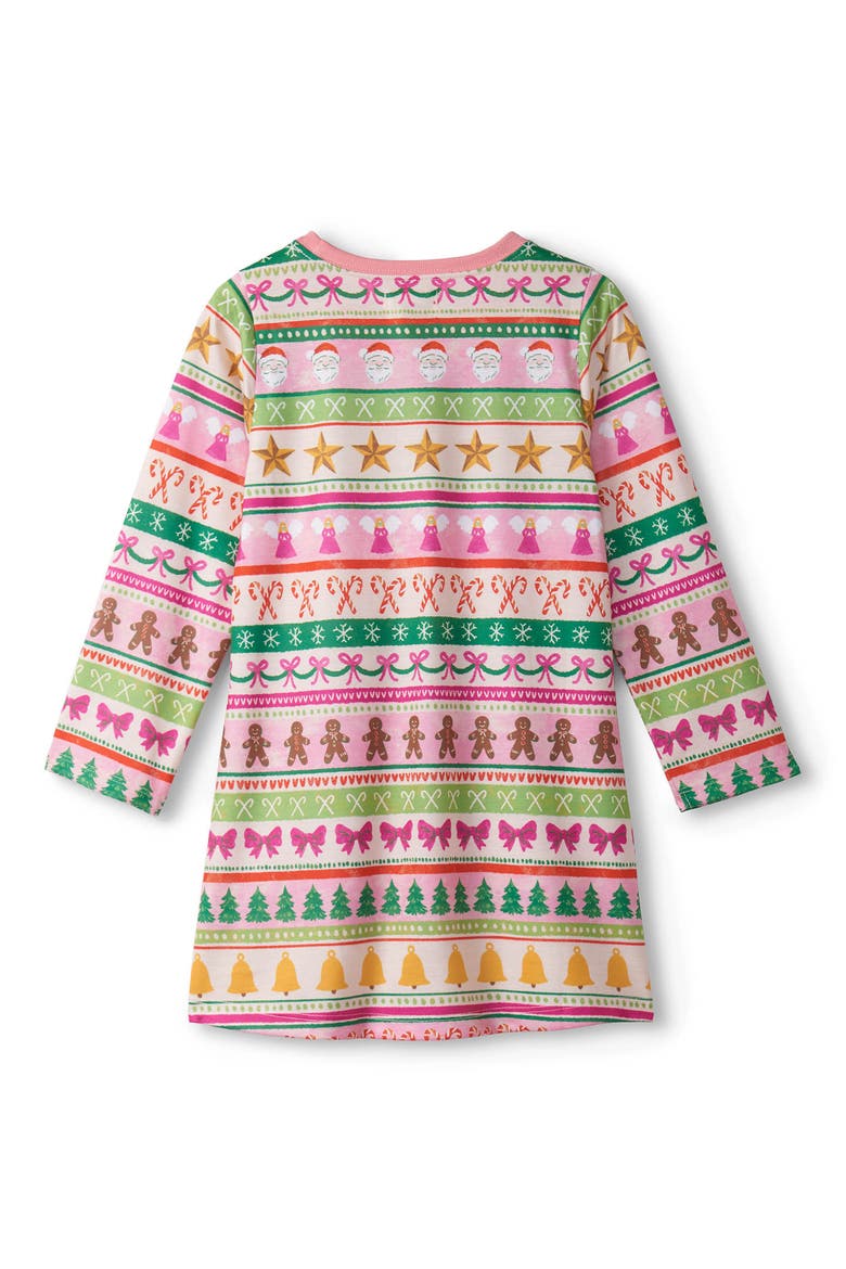 Kids' Fun Fair Isle Long Sleeve Nightgown, Alternate, color, PINK