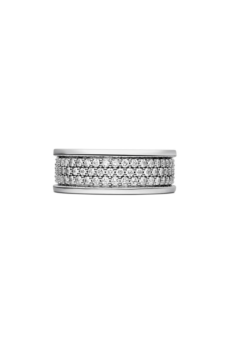 Men's Streamline® Pavé Three Row Band in Sterling Silver with Diamonds, 8.5mm, Alternate, color, SILVER