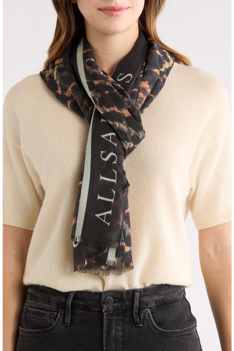 Pardus Oblong Scarf, Main, color, WHITE/BLACK