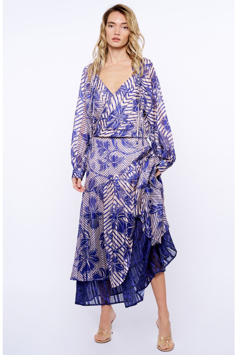 Gloria Scarf Print Maxi Skirt, Alternate, color, NAVY