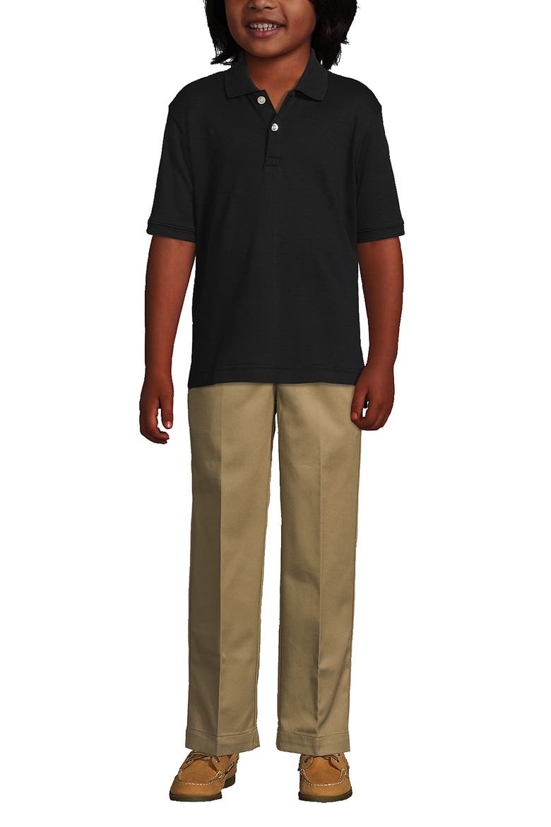 School Uniform Kids Short Sleeve Interlock Polo Shirt, Alternate, color, Black