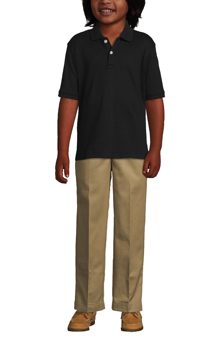Lands' End School Uniform Kids Short Sleeve Interlock Polo Shirt, Alternate, color, Black