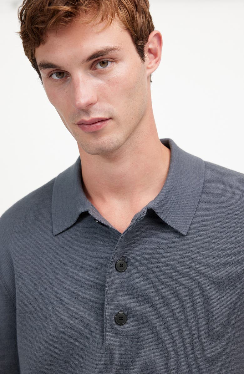 Madewell Three-Button Merino Wool Polo Sweater, Alternate, color, Dark Grey