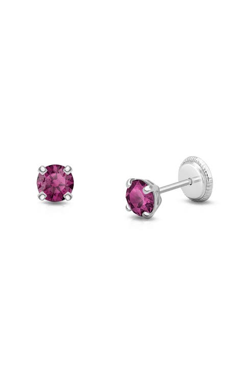 14K Gold 4mm Crystal Birthstone Studs Screw Back Earrings