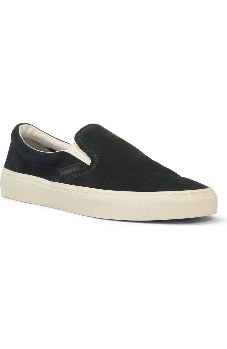 TOM FORD Jude Suede Slip-On Sneaker, Main, color, 3Nw02 Black/ Cream