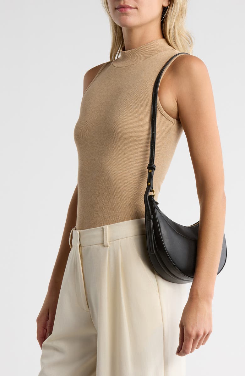 BCBG Convertible Crescent Shoulder Bag, Alternate, color, Black