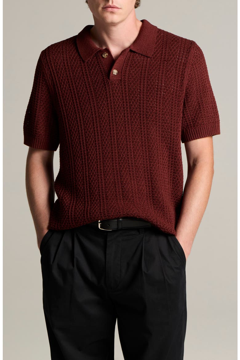 Seed Stitch Polo Sweater, Main, color, DEEP SATIN