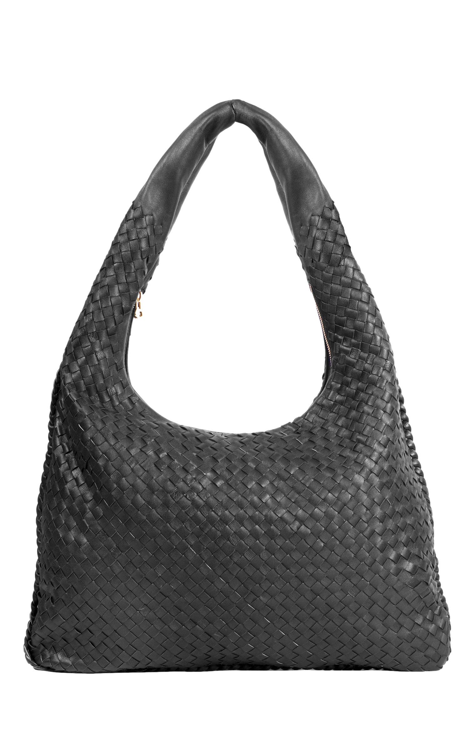 The Artisan & Company Woven Leather Slouchy Hobo Bag-Black, Main, color, 