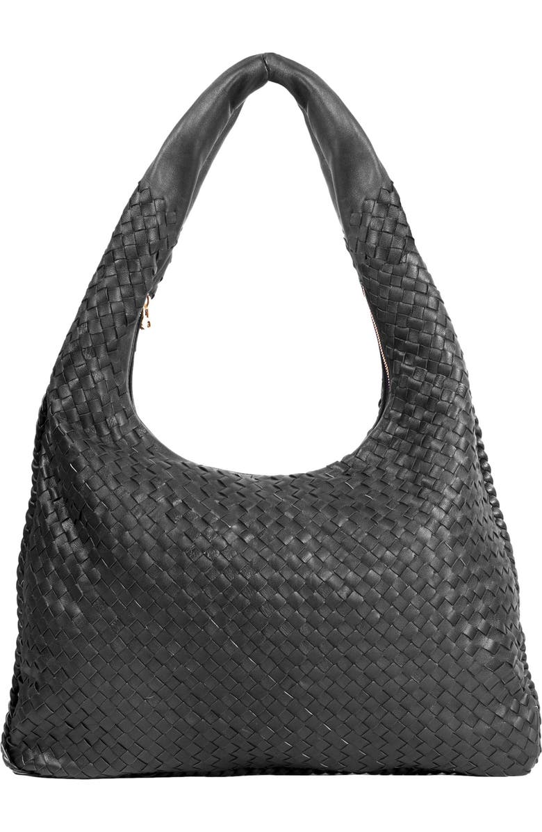 The Artisan & Company Woven Leather Slouchy Hobo Bag-Black, Main, color,