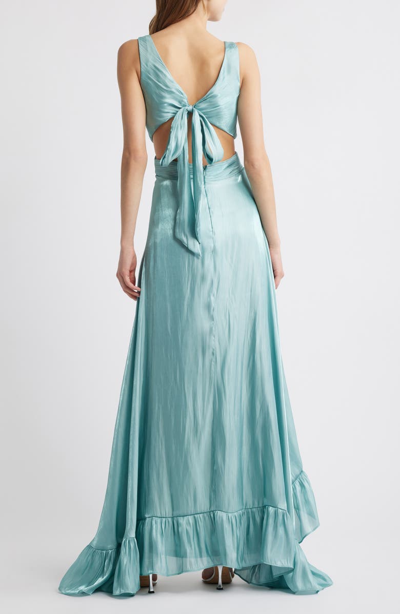 Lulus Rylee Satin Maxi Cocktail Dress, Alternate, color, 